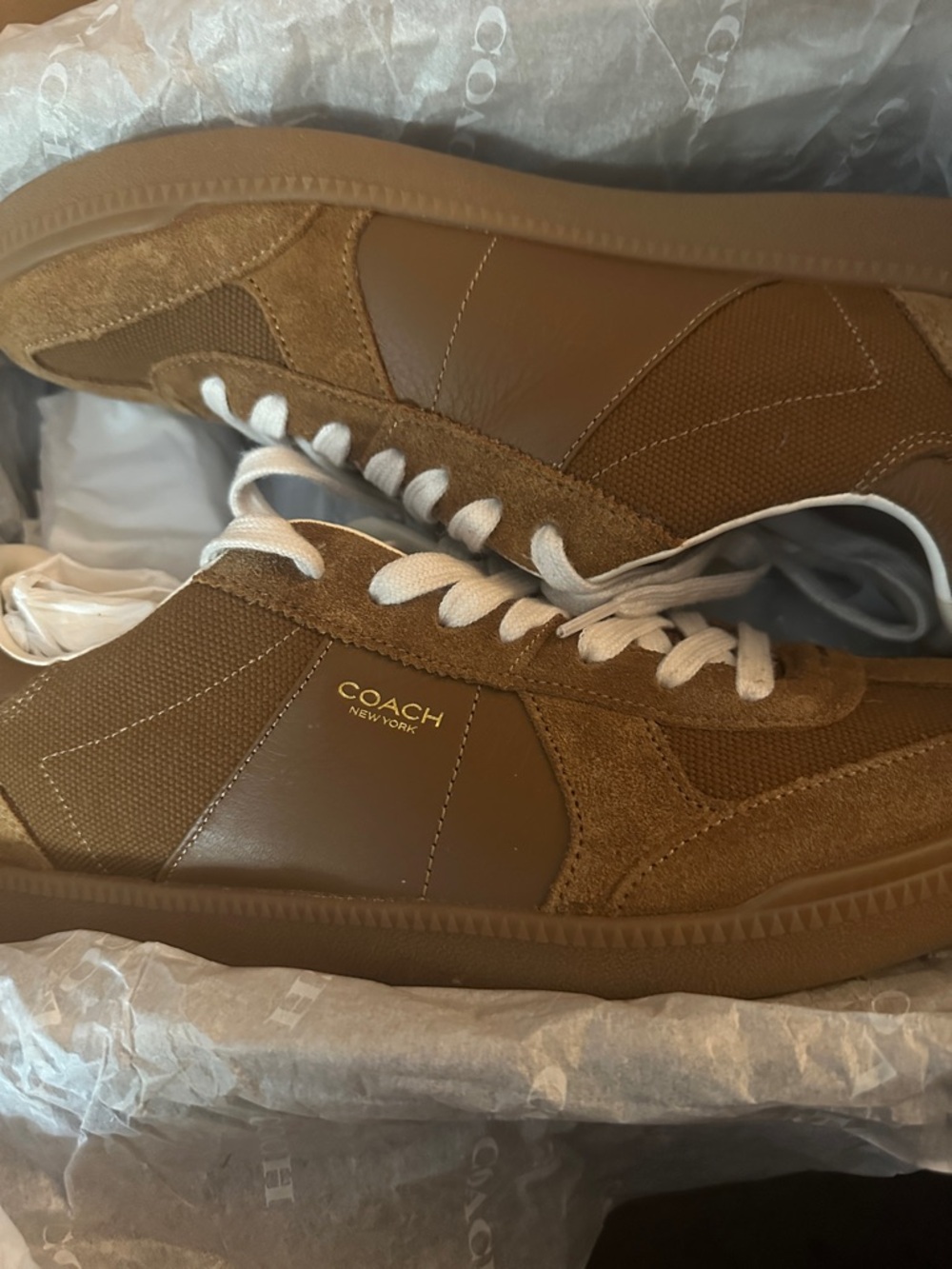 Coach Brown Suede & Leather Low-Top Sneakers